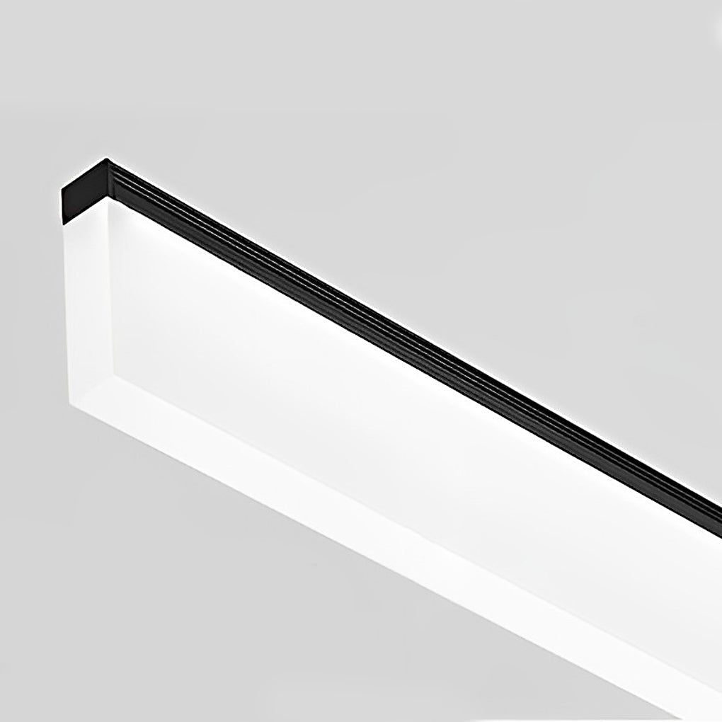 Modern Black Minimalist Linear LED Chandelier Dimmable Strip Pendant Lighting for Dining Room