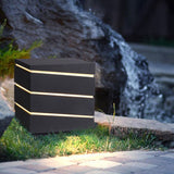 Modern Black Minimalist Square LED Outdoor Post Light IP65 Waterproof Exterior Fence Lamp