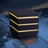 Modern Black Minimalist Square LED Outdoor Post Light IP65 Waterproof Exterior Fence Lamp
