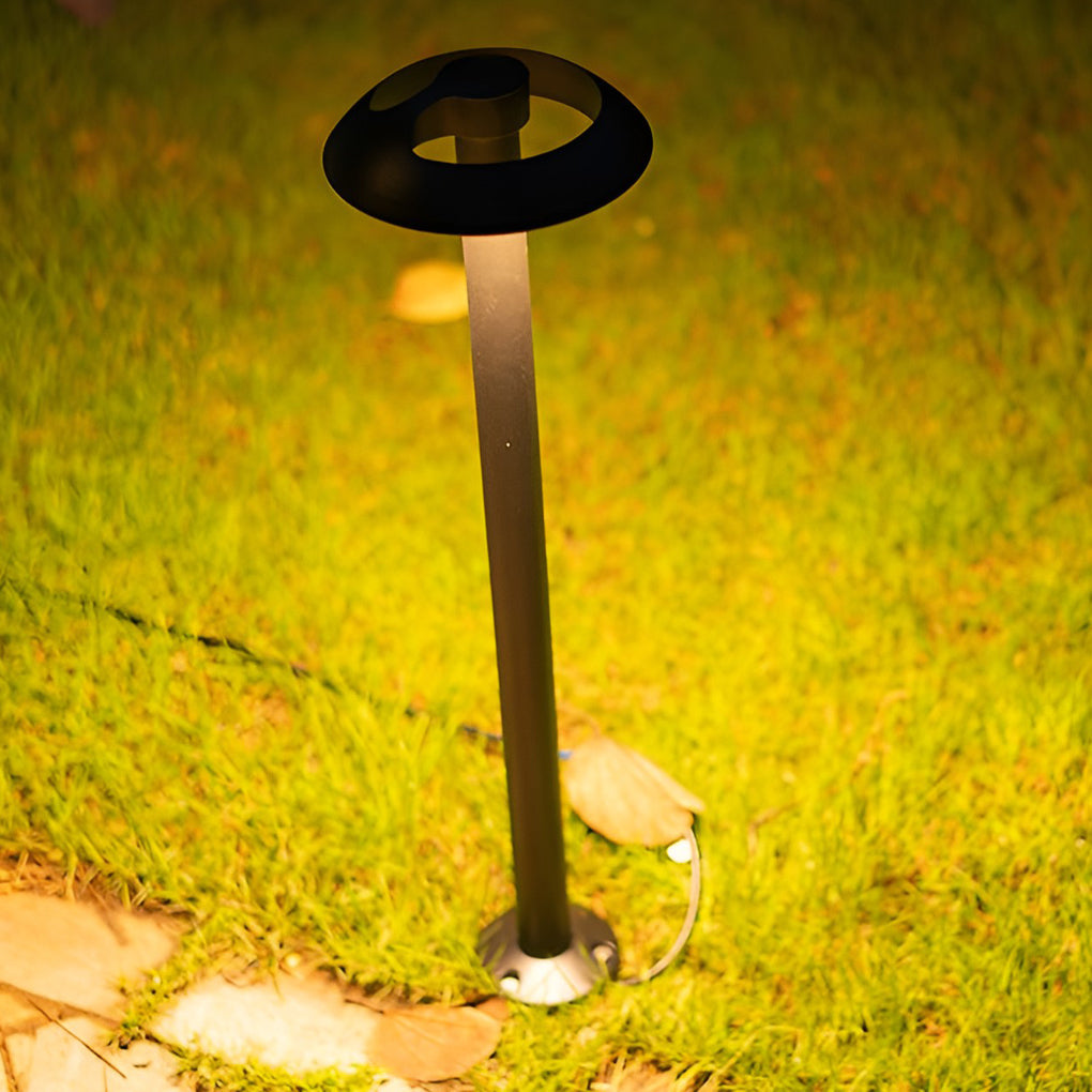 Modern Black Mushroom LED Outdoor Path Light Waterproof IP65 Garden Landscape Pedestal Lamp