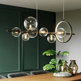 Modern Black Nordic LED Chandelier with Circular Glass Bubbles for Dining Room Lighting
