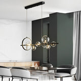 Modern Black Nordic LED Chandelier with Circular Glass Bubbles for Dining Room Lighting