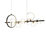 Modern Black Nordic LED Chandelier with Circular Glass Bubbles for Dining Room Lighting