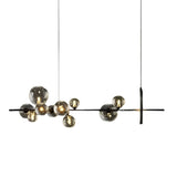 Modern Black Nordic LED Chandelier with Circular Glass Bubbles for Dining Room Lighting