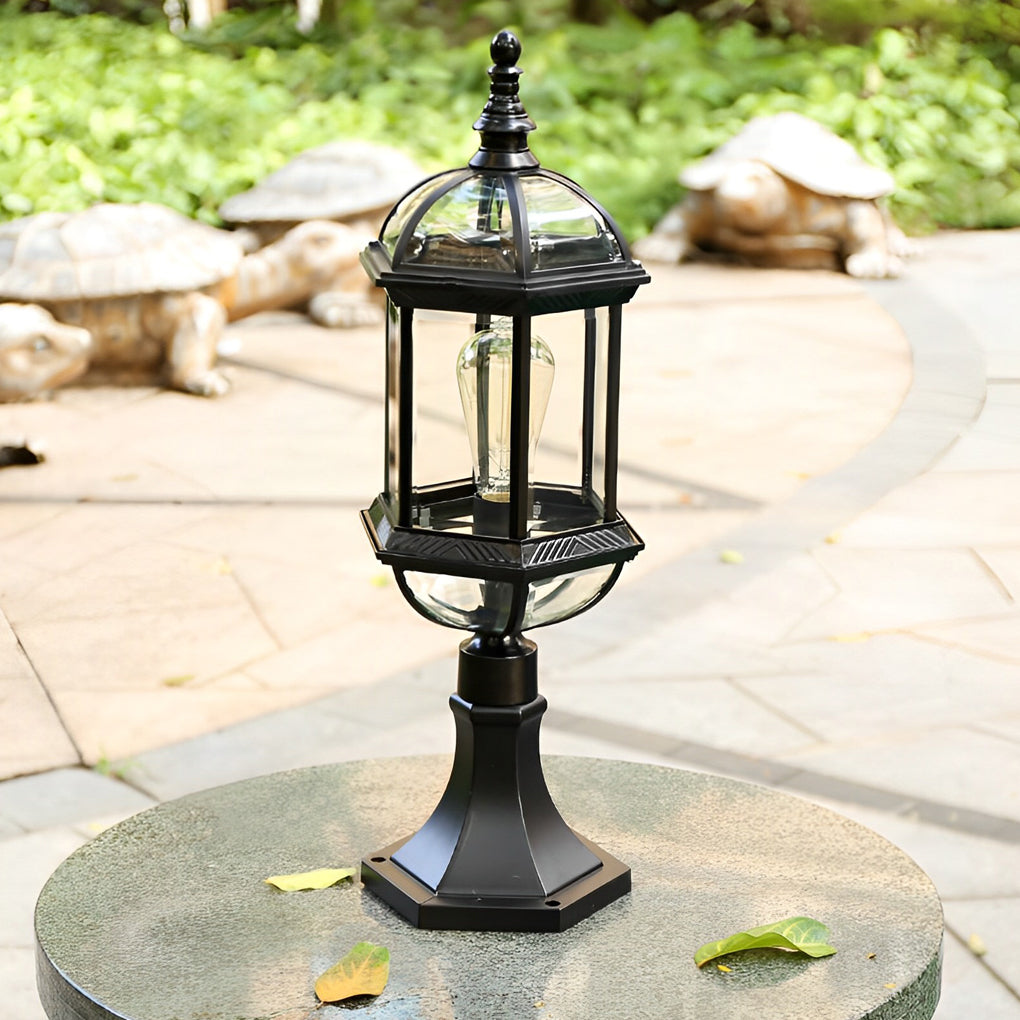 Modern Black Outdoor Fence Post Light Waterproof Aluminum Pillar Lantern Fixture