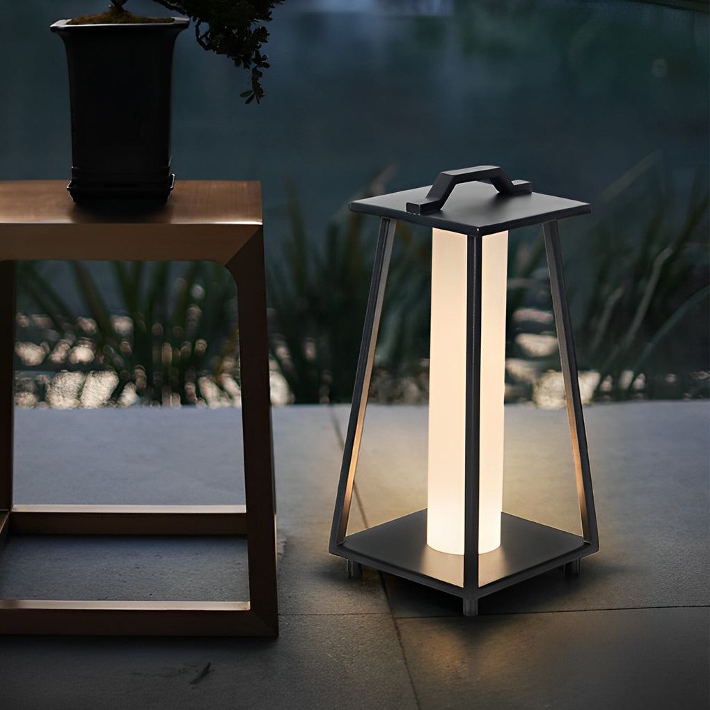 Modern Black Outdoor Floor Lamp Waterproof Portable LED Garden Light with Handle