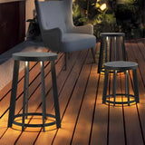 Modern Black Outdoor LED Solar Stool Light Waterproof Garden Side Table Lamp