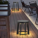Modern Black Outdoor LED Solar Stool Light Waterproof Garden Side Table Lamp