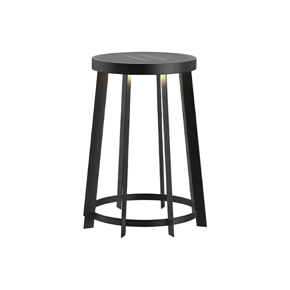 Modern Black Outdoor LED Solar Stool Light Waterproof Garden Side Table Lamp