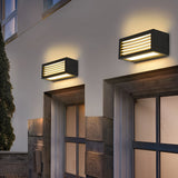 Modern Black Outdoor LED Wall Sconce 12W Waterproof Rectangle Exterior Porch Light