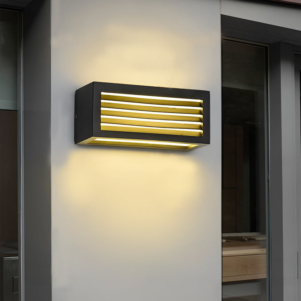 Modern Black Outdoor LED Wall Sconce 12W Waterproof Rectangle Exterior Porch Light