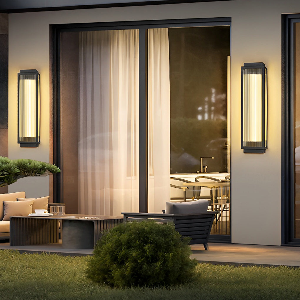 Modern Black Outdoor LED Wall Sconce Waterproof Rectangular Strip Light for Porch and Garden