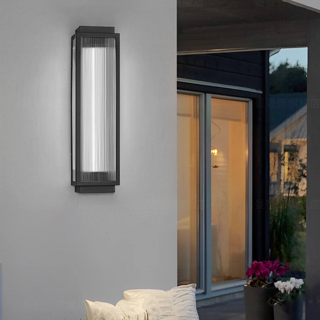 Modern Black Outdoor LED Wall Sconce Waterproof Rectangular Strip Light for Porch and Garden