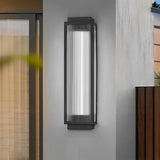 Modern Black Outdoor LED Wall Sconce Waterproof Rectangular Strip Light for Porch and Garden