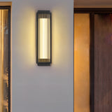 Modern Black Outdoor LED Wall Sconce Waterproof Rectangular Strip Light for Porch and Garden