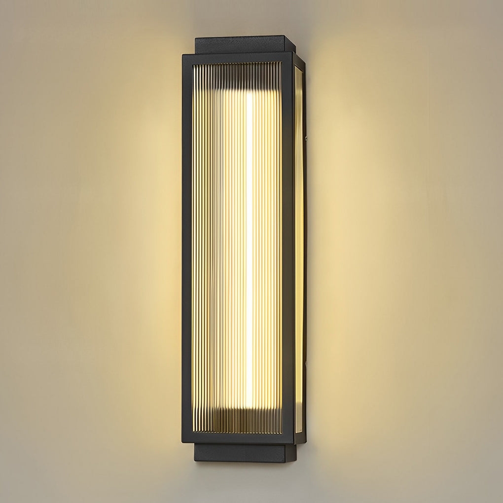 Modern Black Outdoor LED Wall Sconce Waterproof Rectangular Strip Light for Porch and Garden