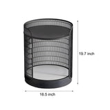 Modern Black Outdoor Mesh Floor Lamp with Integrated Side Table and LED Lighting
