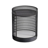 Modern Black Outdoor Mesh Floor Lamp with Integrated Side Table and LED Lighting