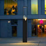 Modern Black Outdoor Pathway Lighting with Frosted Mountain Glass Scenery Design