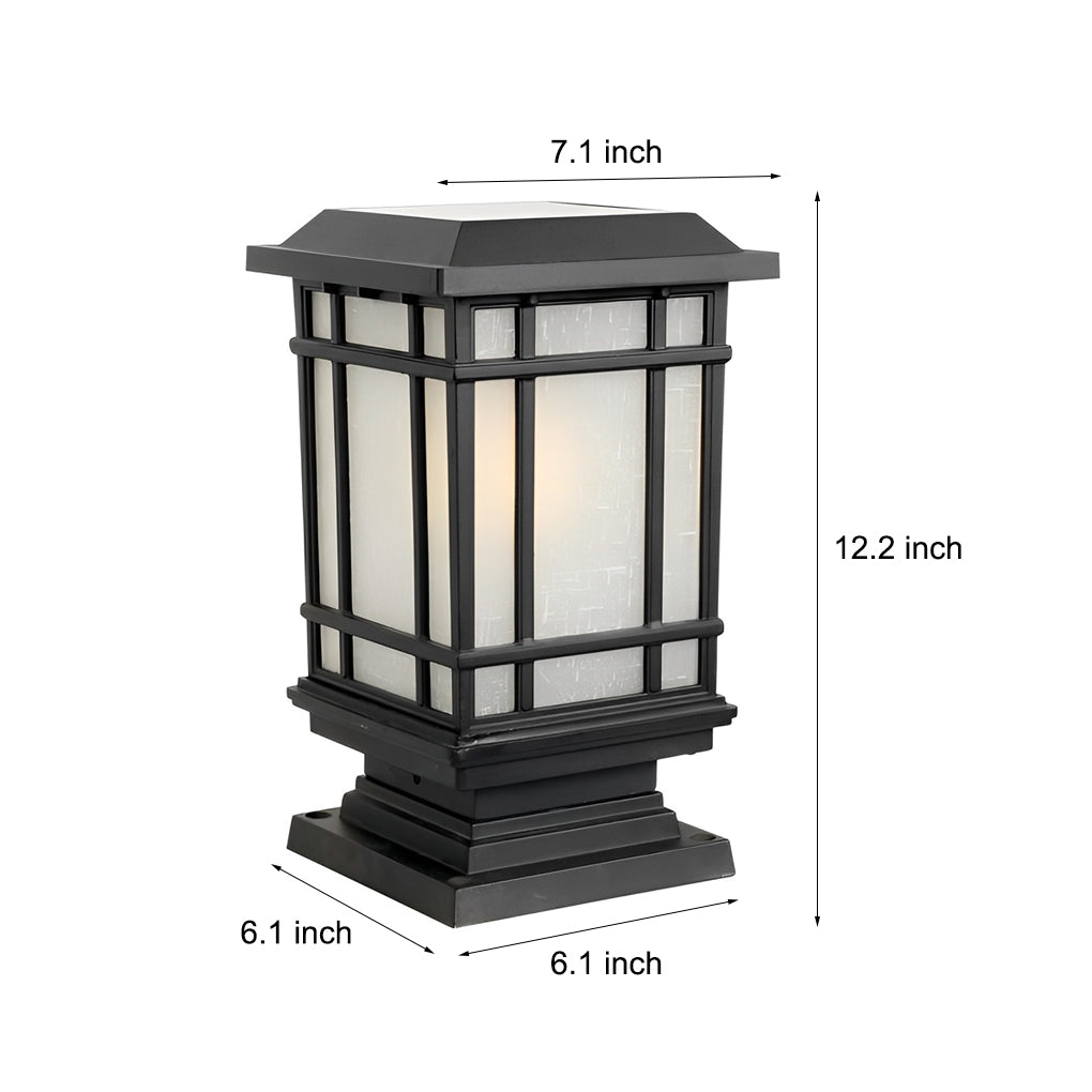 Modern Black Outdoor Solar Fence Post Lights Waterproof 3 Color Step Dimming Exterior Lamp