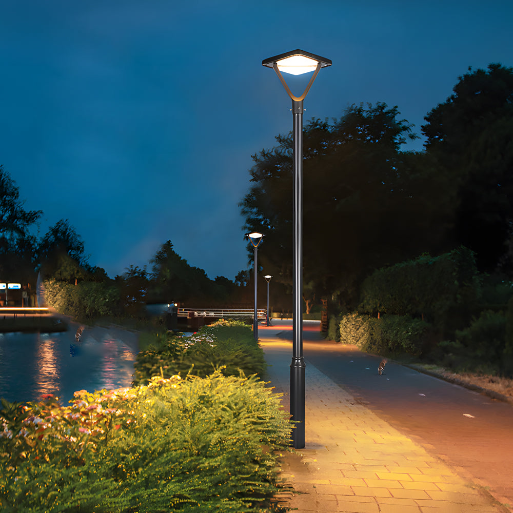 Modern Black Outdoor Solar Lamp Post Light Waterproof LED Street Lighting for Garden Path