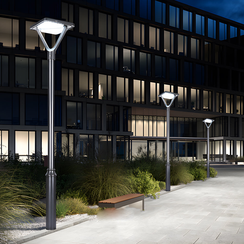 Modern Black Outdoor Solar Lamp Post Light Waterproof LED Street Lighting for Garden Path