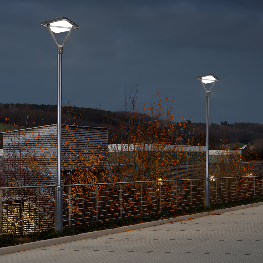Modern Black Outdoor Solar Lamp Post Light Waterproof LED Street Lighting for Garden Path