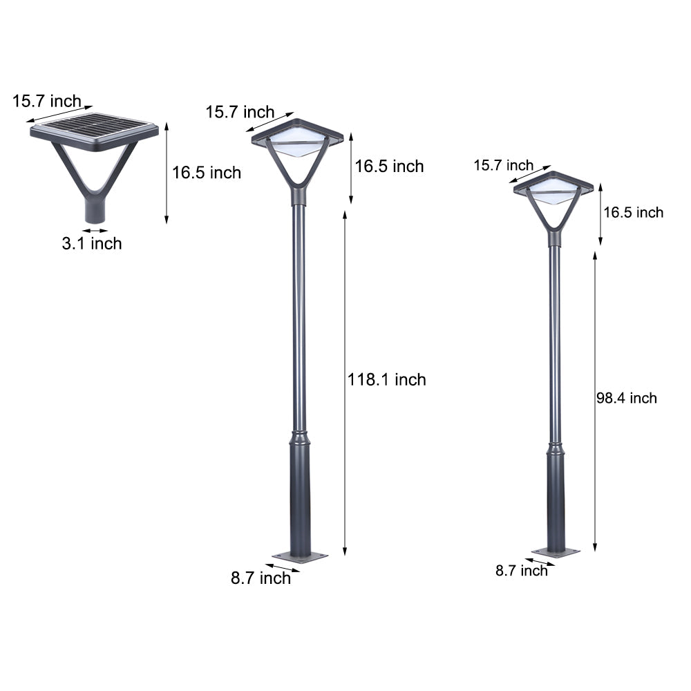 Modern Black Outdoor Solar Lamp Post Light Waterproof LED Street Lighting for Garden Path