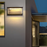 Modern Black Outdoor Solar Wall Light Waterproof Rectangular Acrylic Exterior Sconce