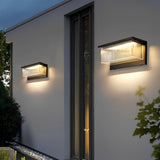 Modern Black Outdoor Solar Wall Light Waterproof Rectangular Acrylic Exterior Sconce