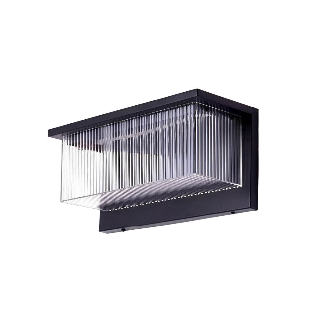 Modern Black Outdoor Solar Wall Light Waterproof Rectangular Acrylic Exterior Sconce