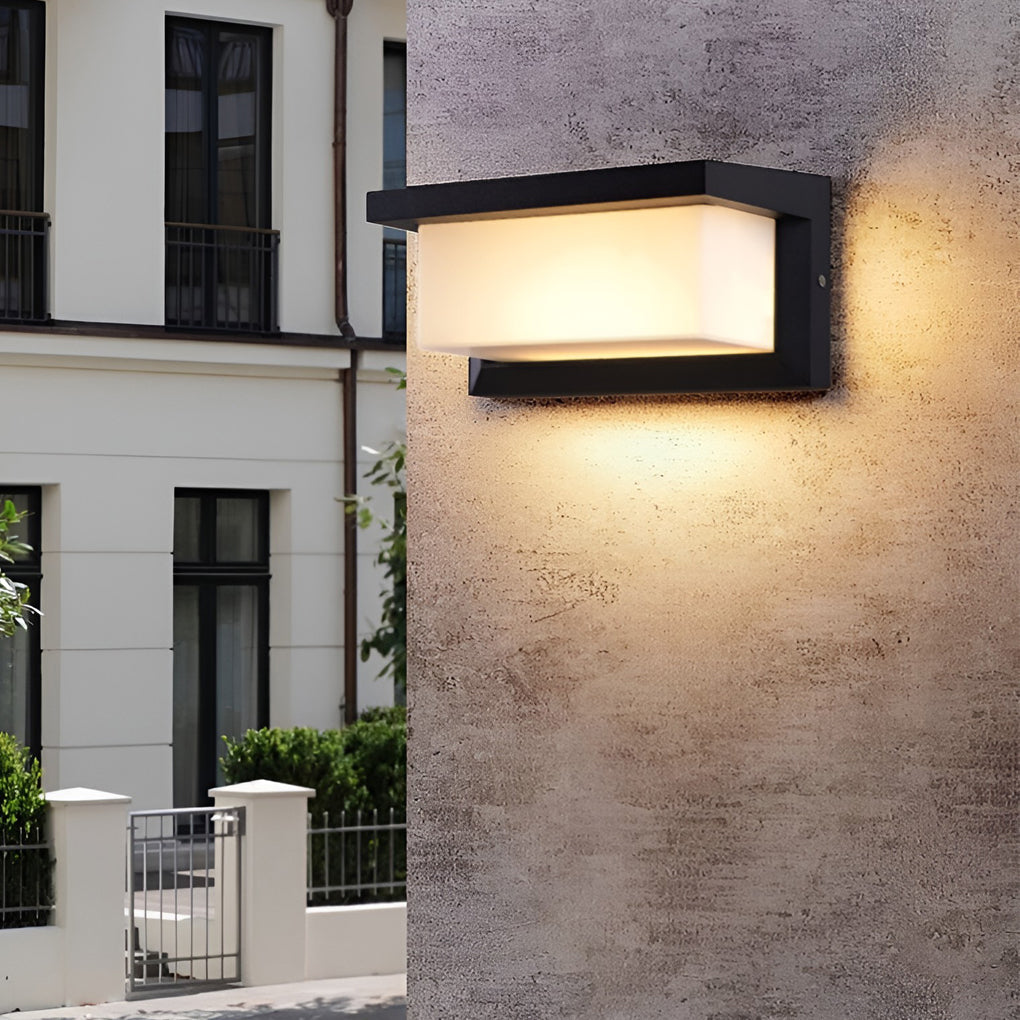 Modern Black Outdoor Solar Wall Sconce Rectangle Waterproof LED Induction Motion Sensor Security Light