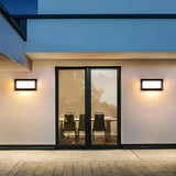 Modern Black Outdoor Solar Wall Sconce Rectangle Waterproof LED Induction Motion Sensor Security Light