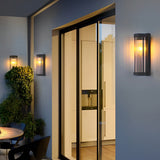 Modern Black Outdoor Solar Wall Sconce Waterproof Glass LED Exterior Light for Garden