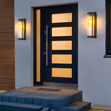 Modern Black Outdoor Solar Wall Sconce Waterproof Glass LED Exterior Light for Garden