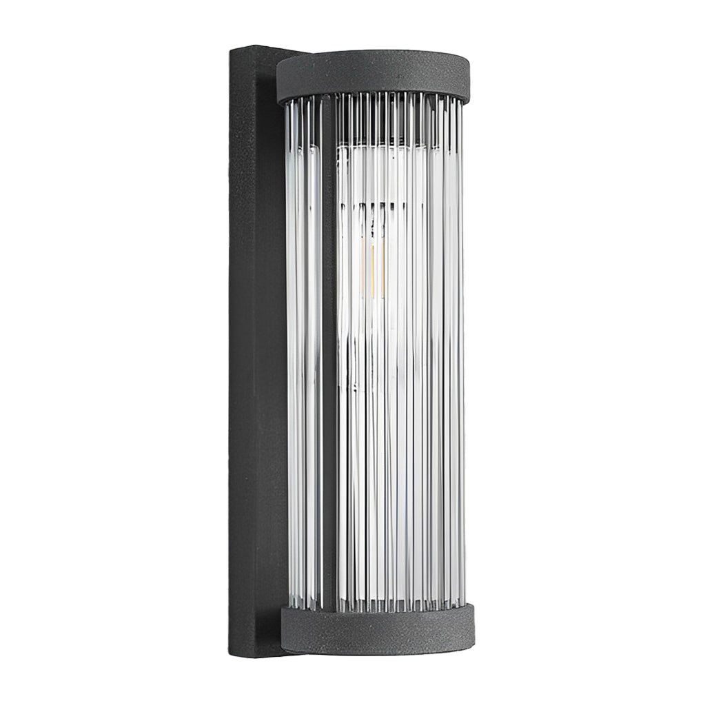 Modern Black Outdoor Solar Wall Sconce Waterproof Glass LED Exterior Light for Garden