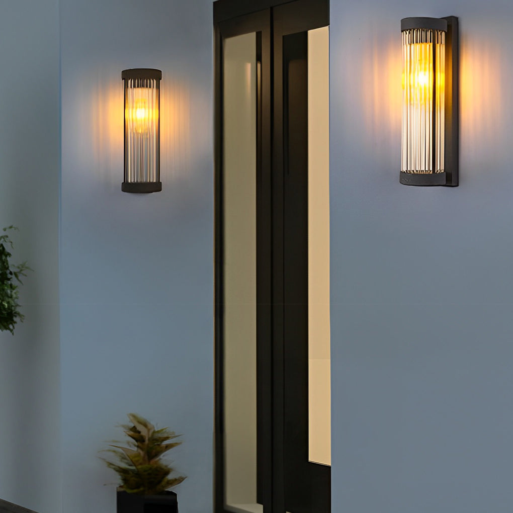 Modern Black Outdoor Solar Wall Sconce Waterproof Glass LED Exterior Light for Garden