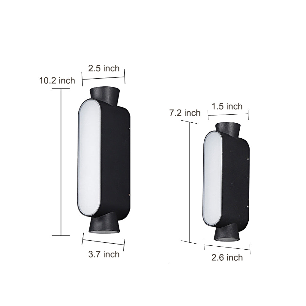 Modern Black Outdoor Wall Sconce IP65 Waterproof LED Up and Down Exterior Aluminum Light Fixture
