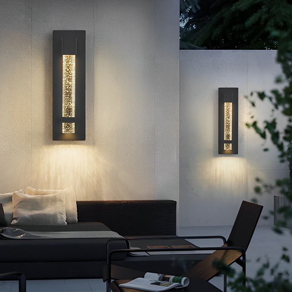 Modern Black Outdoor Wall Sconce with Bubble Glass Shade Waterproof LED Exterior Lighting