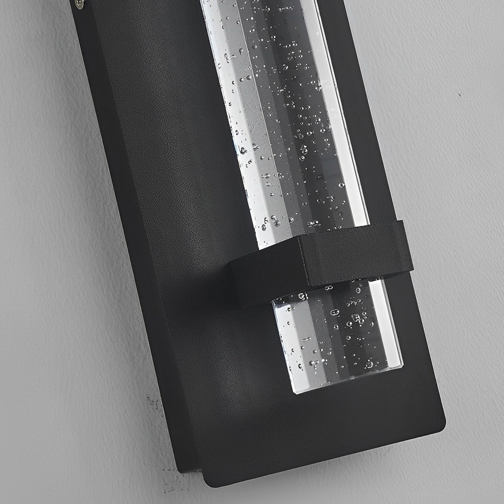 Modern Black Outdoor Wall Sconce with Bubble Glass Shade Waterproof LED Exterior Lighting
