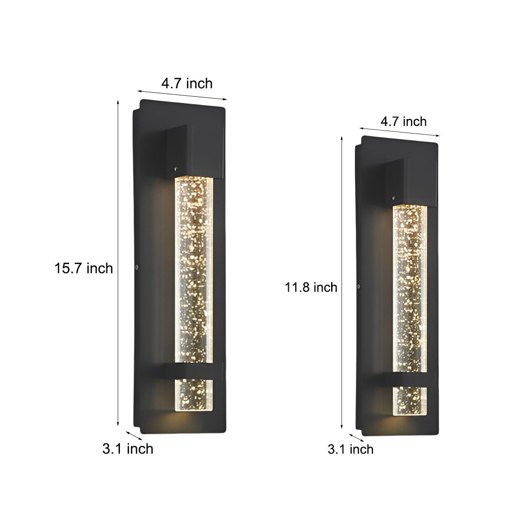 Modern Black Outdoor Wall Sconce with Bubble Glass Shade Waterproof LED Exterior Lighting