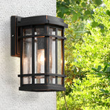 Modern Black Outdoor Wall Sconce with Bubble Glass Shade Waterproof Porch Lighting