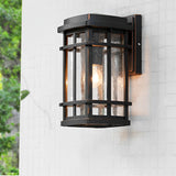 Modern Black Outdoor Wall Sconce with Bubble Glass Shade Waterproof Porch Lighting