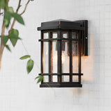 Modern Black Outdoor Wall Sconce with Bubble Glass Shade Waterproof Porch Lighting