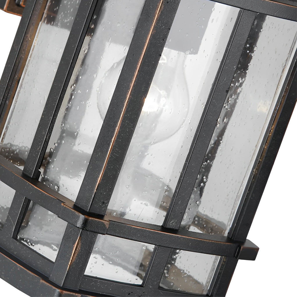 Modern Black Outdoor Wall Sconce with Bubble Glass Shade Waterproof Porch Lighting