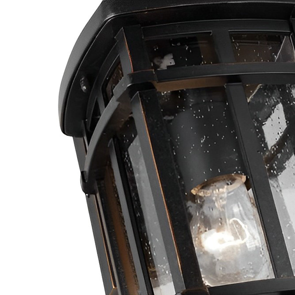 Modern Black Outdoor Wall Sconce with Bubble Glass Shade Waterproof Porch Lighting