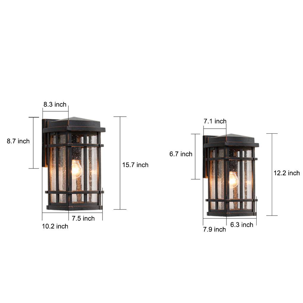 Modern Black Outdoor Wall Sconce with Bubble Glass Shade Waterproof Porch Lighting