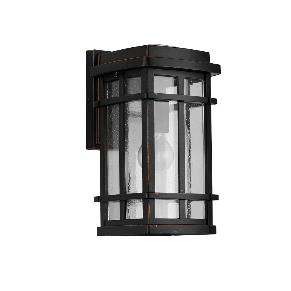Modern Black Outdoor Wall Sconce with Bubble Glass Shade Waterproof Porch Lighting
