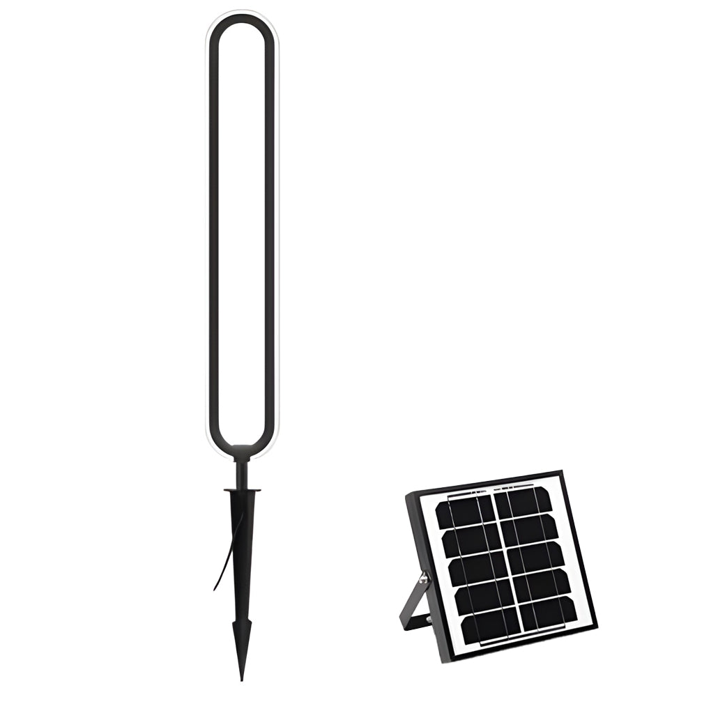 Modern Black Oval Ring LED Landscape Light Waterproof Solar Powered Outdoor Pathway Lamp