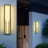 Modern Black Rectangular LED Outdoor Wall Sconce Waterproof IP65 Exterior Light for Porch and Villa